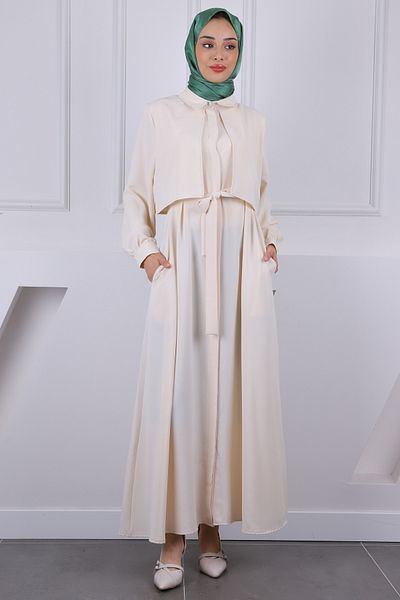 İmajButik Φόρεμα με πέτρινη τσέπη με ζώνη