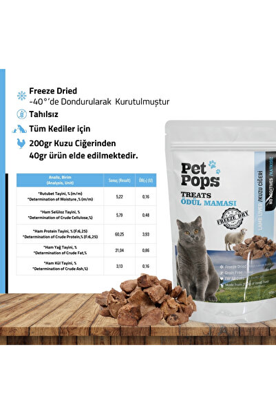 Genel Markalar Kediler Için Ödül Maması - Kuzu Ciğer / %100 Katkısız / Freeze Dry