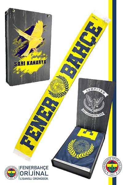 Fenerbahçe Γνήσιο άδειο 1907 Χρόνια Καναρινί Κασκόλ με Ξύλινο Κουτί