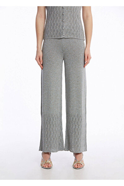 Knitss Ajur Örgü Gri Triko Pantolon