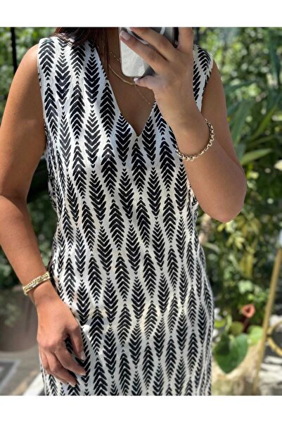 patriko tekstil Desenli Saten Elbise