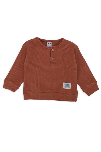 Bebelop Boy's Printed Waffle Embroidered 2-Piece Top and Bottom Set