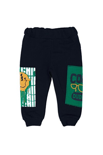 Bebelop Erkek Bebek Kot Cepli Garnili Alt Üst Kapüşonlu Eşofman Takımı