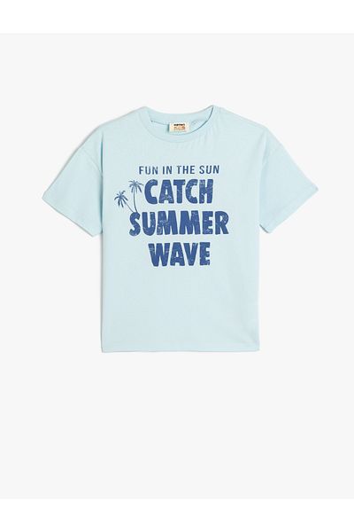 Koton Summer Printed - Tricou oversize din bumbac cu maneca scurta