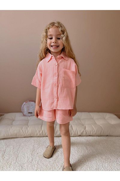 Bebelop Dobby Shirt and Shorts for Girl - Set of 2 with Pockets