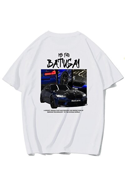 BRZ COLLECTION Unisex Oversize BMW M5 Λευκό T-shirt
