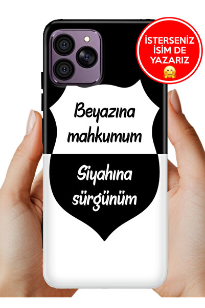 HİKİNG A41 Kılıf Tam Rubber Esnek Silikon Tam Koruma Siyah Beyaz Aşkım