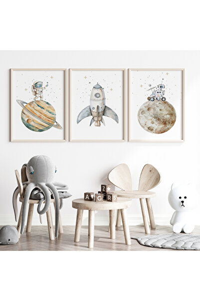 Space Themed Baby and Kids Room 3-Piece Painting Set