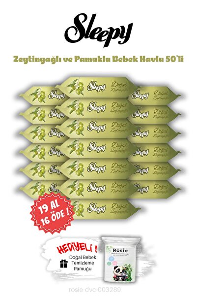 Sleepy Buy 19 Pay 16 Olive Oil and Cotton Wet Baby Wipes 50-Pack and Rosie