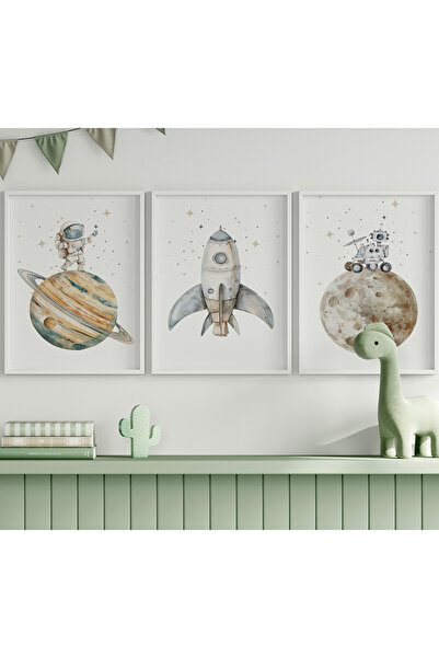 Space Themed Baby and Kids Room 3-Piece Painting Set