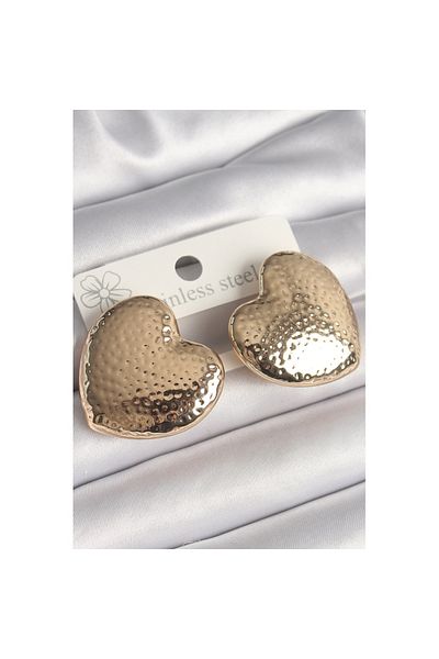 Skygo Brass Gold Color Embroidered Heart Model Women's Earrings - Tj-Bkp10264