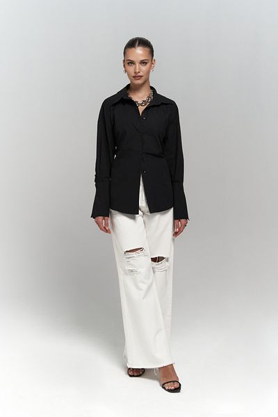 MAİ COLLECTİON Schwarzes Hemd mit Novers-Seildetail