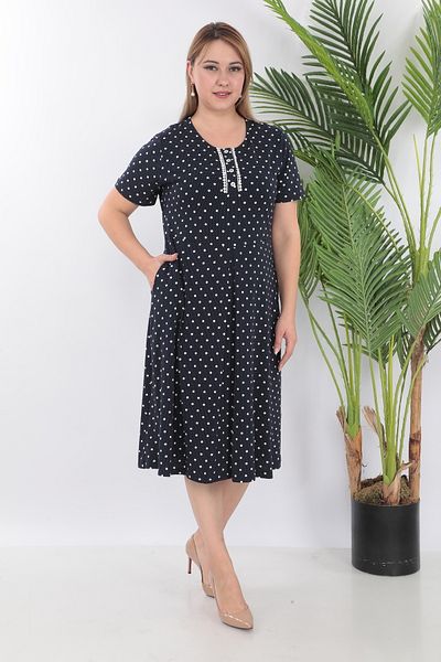 STELLETO Polka Dot Buttoned Collar Summer Modal Dress
