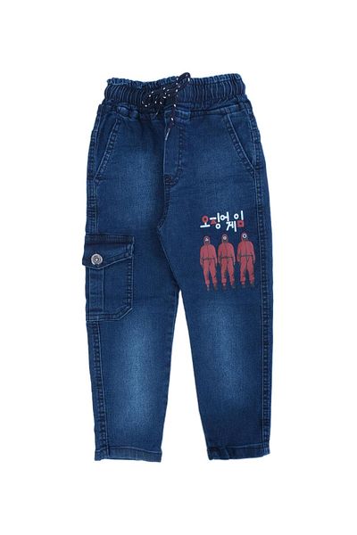 Bebelop Boy's Pipe Leg Elastic Waist Squid Game Pants Blue