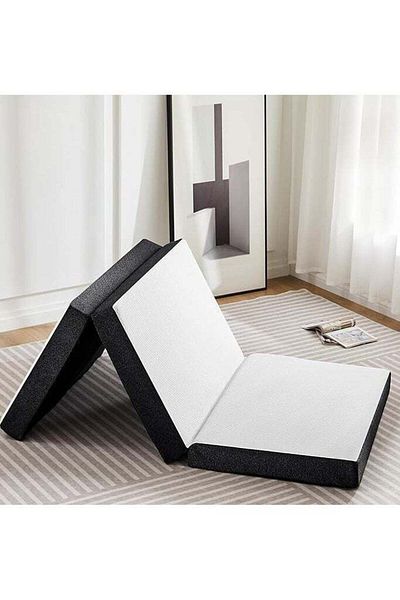 Comfy DB COMFY WHITE COTTON KNITTED 180X90X7CM FOLDING PORTABLE MEDICATED MATTRESS WITH BLACK BORDER