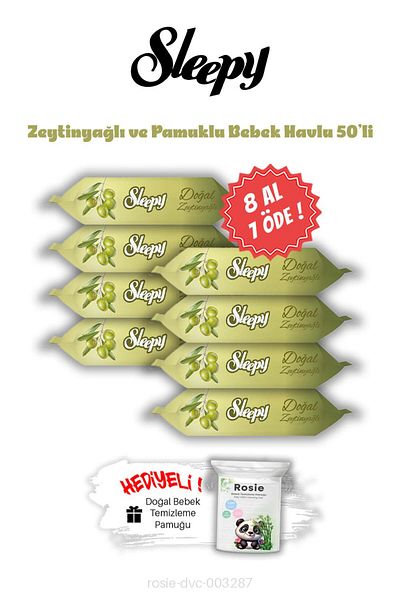 Sleepy Olive Oil and Cotton Wet Baby Wipes 50 Pack Buy 8 Get 7 and Rosie