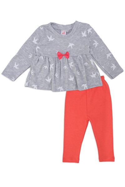 Bebelop Baby Girl Bird Printed Bow Tunic Leggings 2-Piece Top and Bottom Set