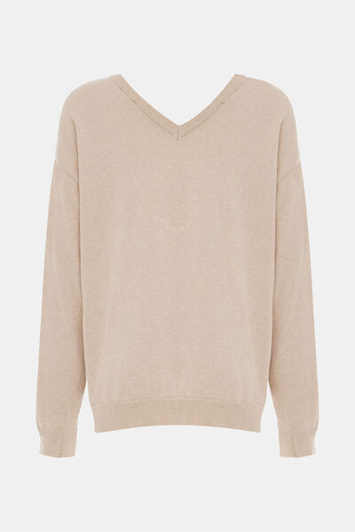 W Collection Beige V-Neck Long Sleeve Sweater