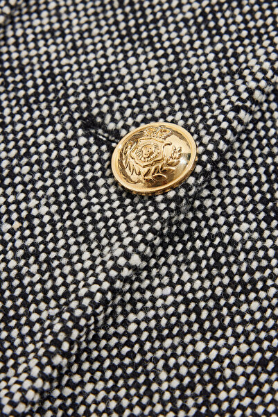 W Collection Black Stand Collar Textured Coat