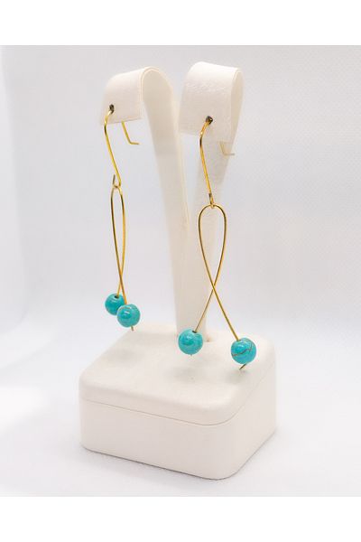 Luna Turquoise Natural Stone Brass Earrings