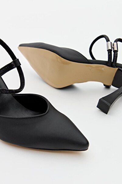 Hayati Arman Women's Heeled Top Strap Evening Dress Shoes Black