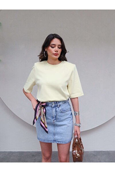 ESRAHELVACI Mini fustă din denim albastru deschis