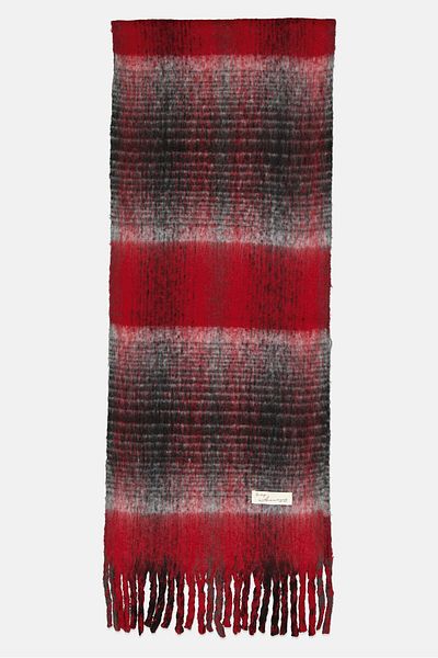 VINTAGE HAVANA Women Plaid Scarves 112 X 43 Cm, Red