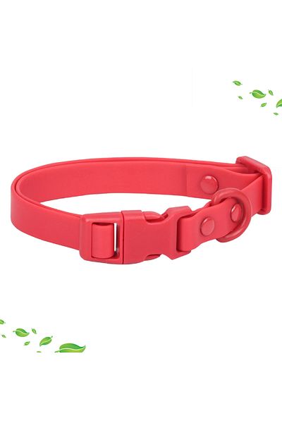 DUTRIEUX L Red New Macaron Colored PVC Dog Collar Waterproof Dirt Resistant Easy To Clean Pet Collar Adjustab
