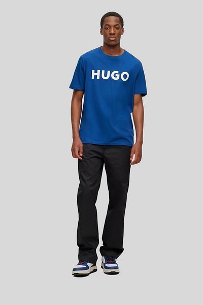 HUGO Men's 100% Cotton Logo Short Sleeve Blue T-Shirt50467556-417
