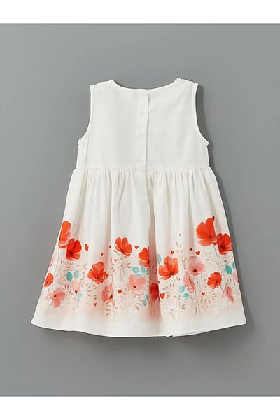 LC Waikiki Rochie din satin pentru fete LCW Kids Ecru Floral