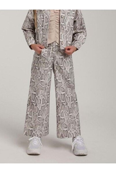 Zekids Girl's Snakeskin Patterned Jacket and Trousers Suit