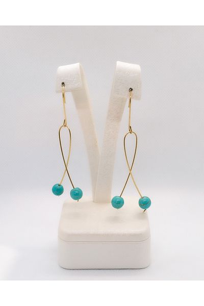 Luna Turquoise Natural Stone Brass Earrings