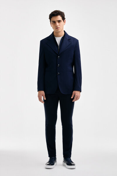 W Collection Dark Blue Pipe Leg Sports Pants