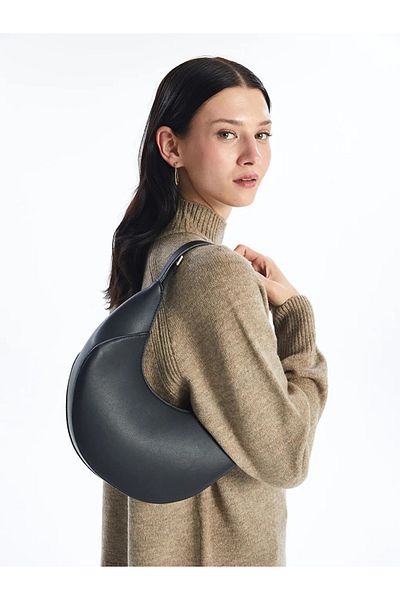 LC Waikiki ACCESORII LCW Geantă baghetă pentru femei cu aspect piele neagră