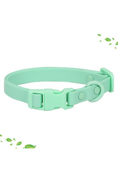 DUTRIEUX M green New Macaron Colored PVC Dog Collar Waterproof Dirt Resistant Easy To Clean Pet Collar Adjust