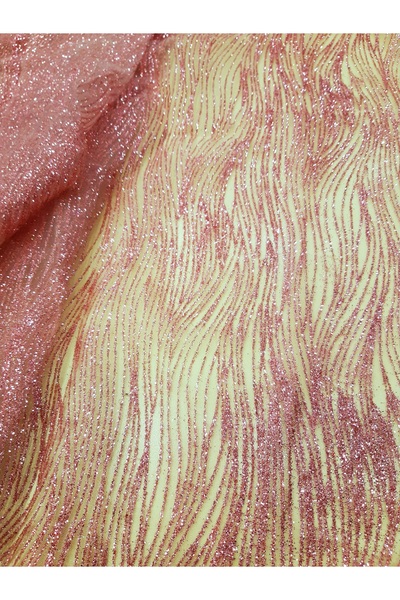 Safir Kumaş Abiyelik Tok Kip Pembe Simli Tül 3.5 Metre (Simleri Dökülür)