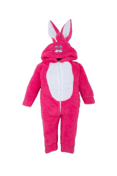 Bebelop Unisex Çocuk Kız Erkek Tavşan Kulaklı Uyku Tulum Fermuarlı Peluş