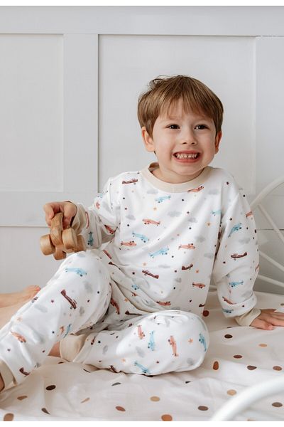 Lollie Baby&Kids 1.0 طقم بيجامة قطن مودال TOG - طائرات