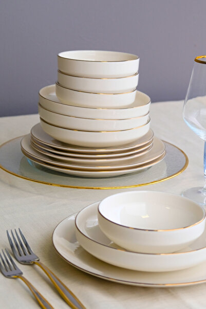 tabakevi Tabak Evi Porselen Sofia Altın Yaldız Yemek Takımı 24 Parça 6 Kişilik