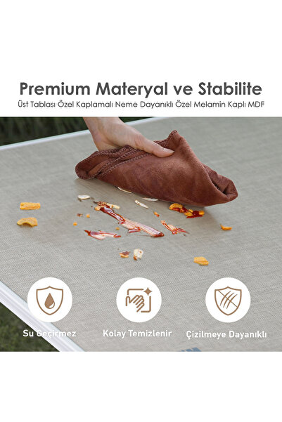 HAEGS Portatif Kamp Masası, 2 Yükseklik Ayarlı, Katlanır Alüminyum Piknik Masası- 90x50 Hareli Ceviz