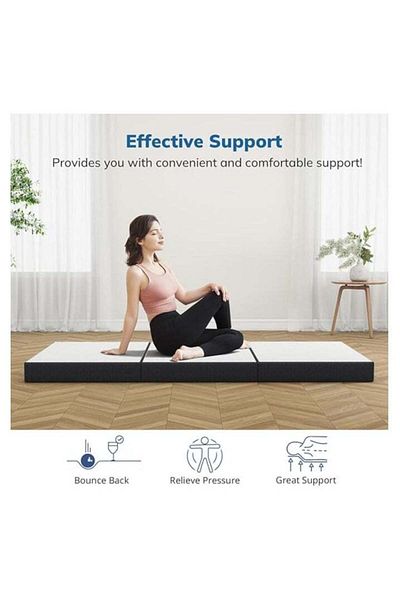 Comfy WHITE MEDICATED 180 X 90 X 10CM FOLDING PORTABLE MATTRESS WITH BLACK BORDER