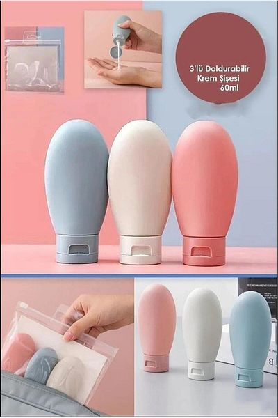 Hayveys home 3Pcs Portable Cream Shampoo Soap Filling Bottle Seyehal Box