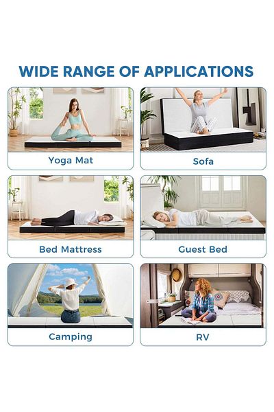 Comfy Portable White Satin Folding Premium Mattress With Black Border + 1 Pillow 180x90x7 Cm