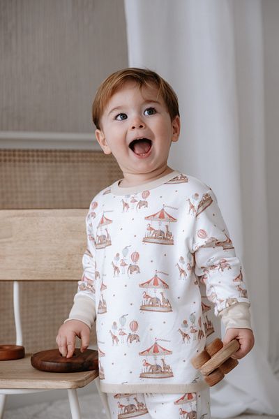 Lollie Baby&Kids Children's Pajamas 1.0 Tog, Modal Cotton - Carousel