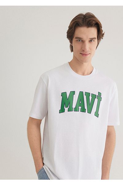 Mavi Loose Comfortable Fit Men's T-Shirt with Logo Print