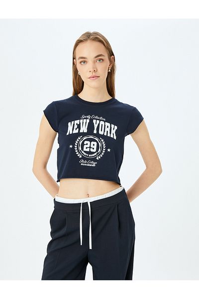 Koton Navy Blue Women's T-Shirt 5Sal10112Ik