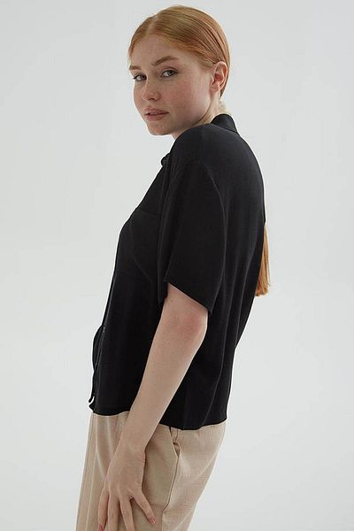 Fashion Friends Cămașă Crop Neagră pentru Femei 25Y0515K1
