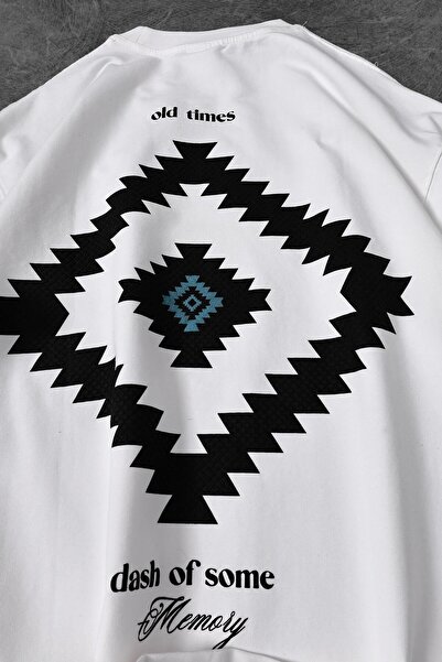 Slatra Men's White Memory Lego Embossed Printed Oversize Tshirt