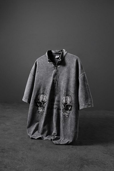 Slatra Ανδρικό μπλουζάκι σε γκρι Still Alive Special Washed Fabric Oversize
