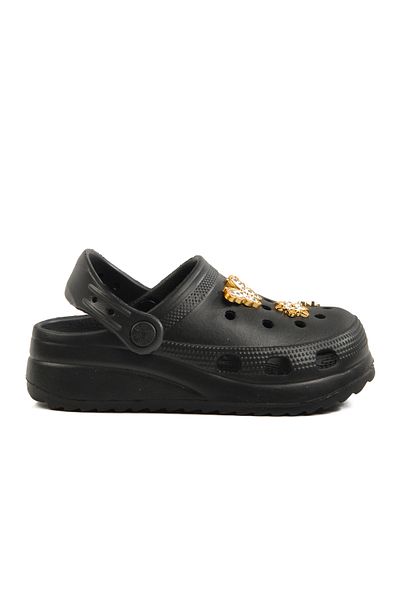 AYAKMOD Black Unisex Sabo Kids Slippers 205 F